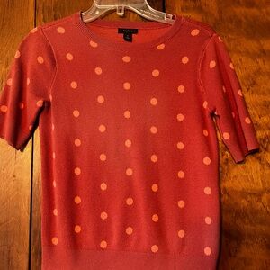 Halogen Sweater with Two-Tone Pink Polka Dots